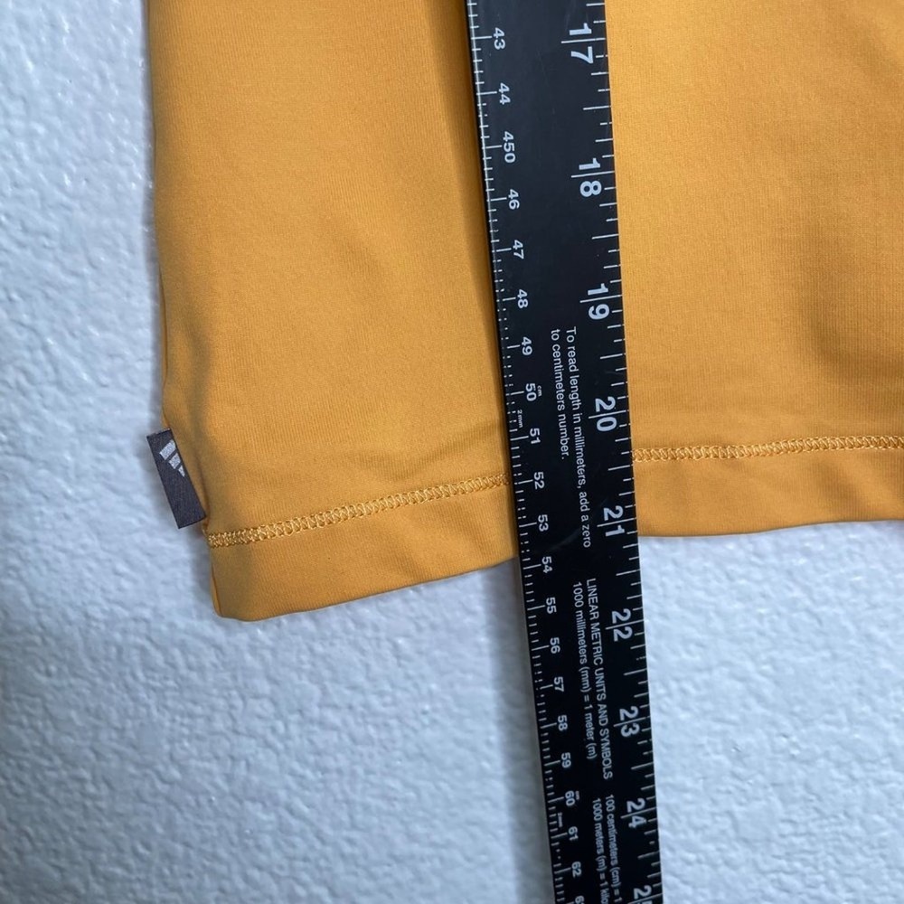 Adidas Climalite V-Neck Athletic T-Shirt Womens Medium Mustard Yellow Gold Sport - Picture 5 of 14